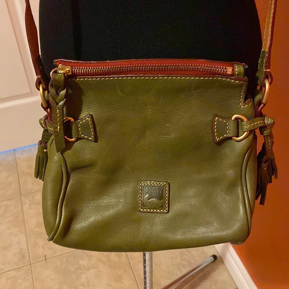 Dooney and Bourke Green Zip Top Purse 8 inches